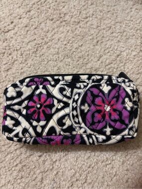 Vera Bradley Quilted Cosmetic Pouch in Black, White & Purple Floral